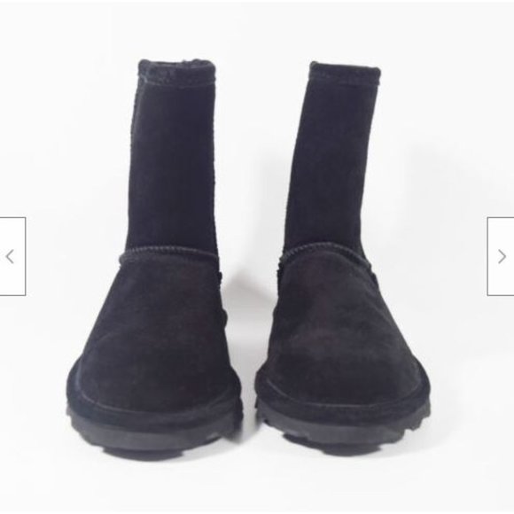 Bearpaw Elle Youth Black Suede Wool Blend Lining Pull On Calf Boot Sz 4 - Picture 2 of 5